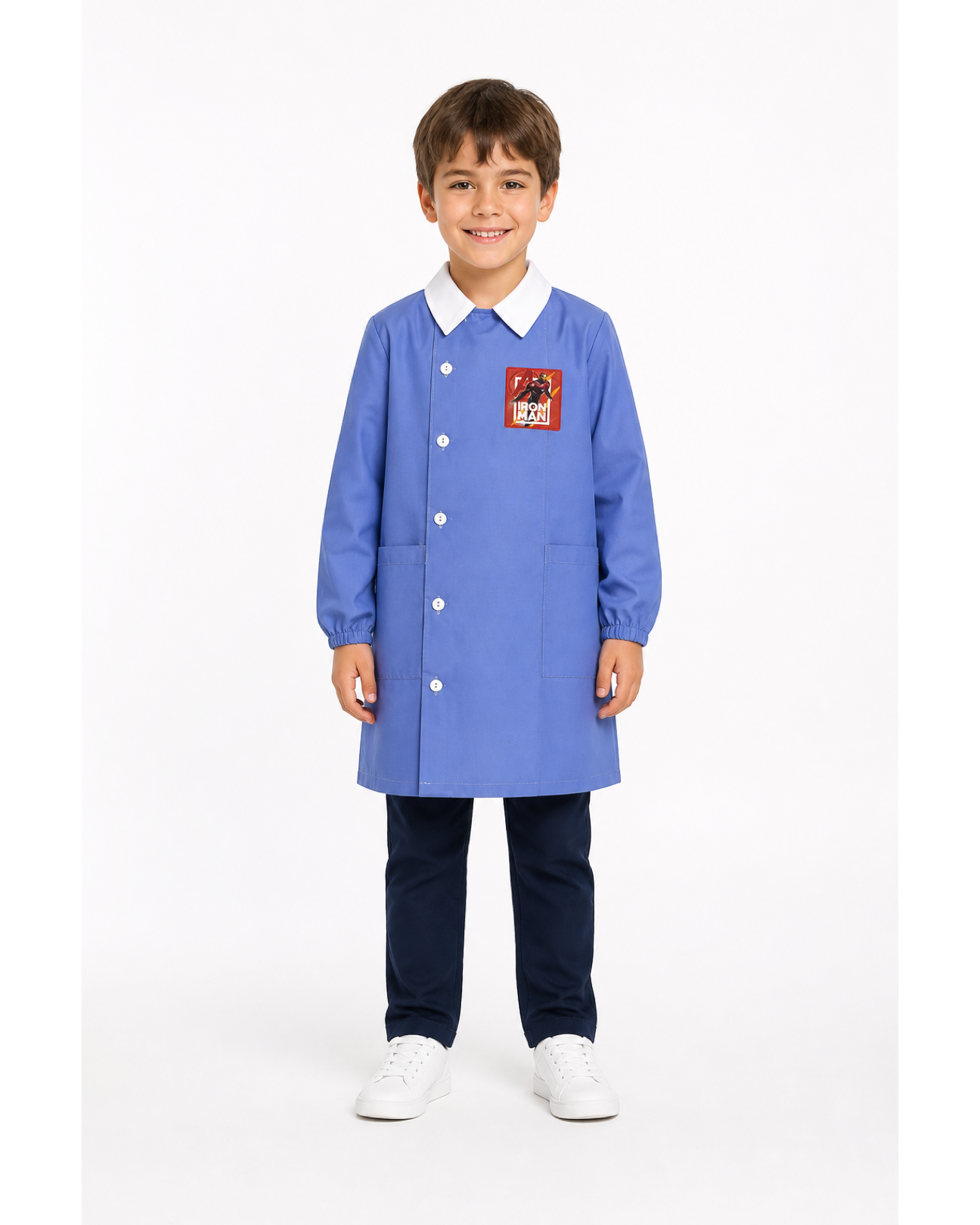 Grembiule scuola elementare celeste bambino Marvel Iron Man Made in Italy G502