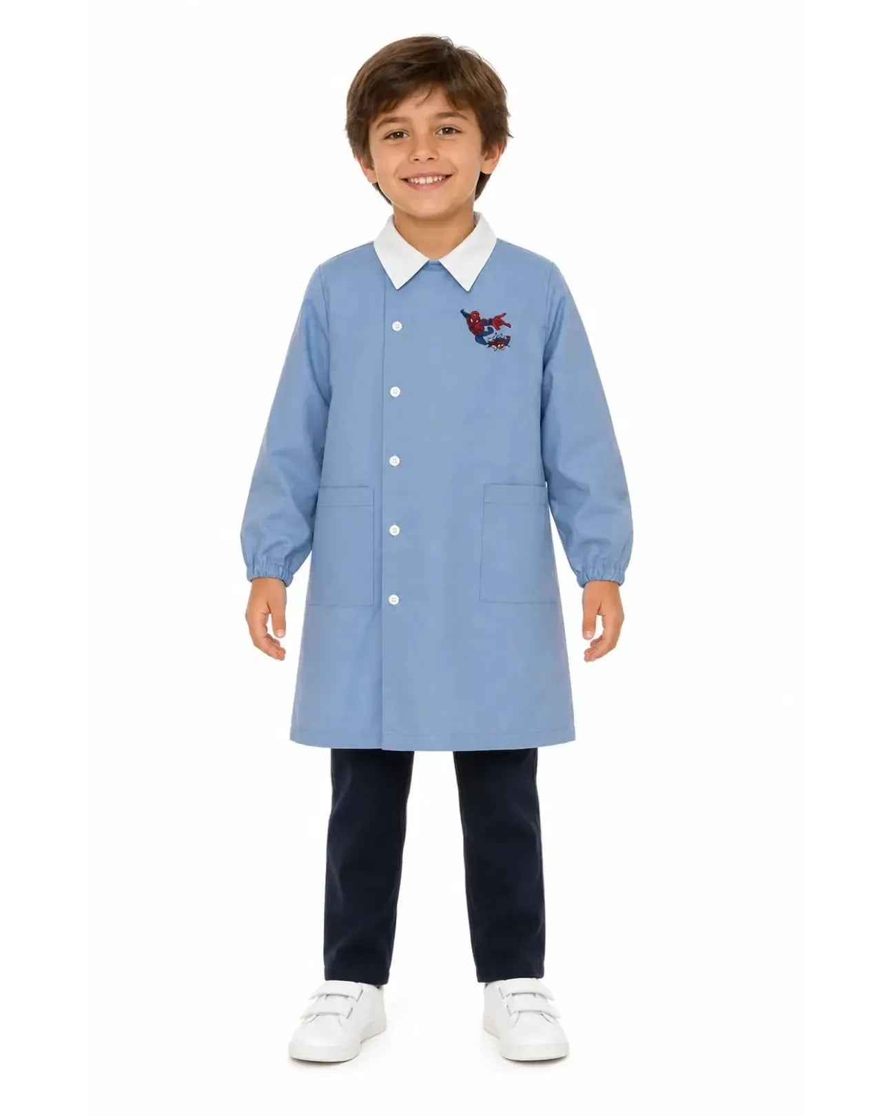 Grembiule scuola elementare celeste bambino Marvel Spiderman Made in Italy G503A23