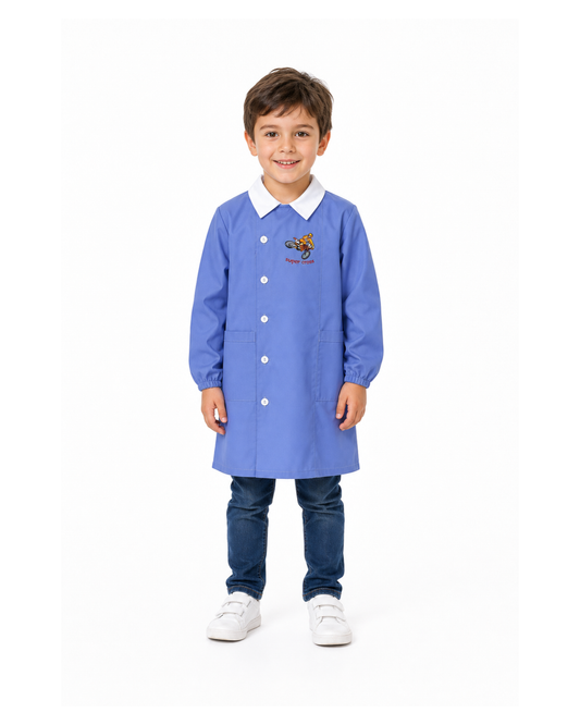 Grembiule scuola elementare celeste bambino Nazareno Gabrielli Made in Italy ricamo Super Cross 0804