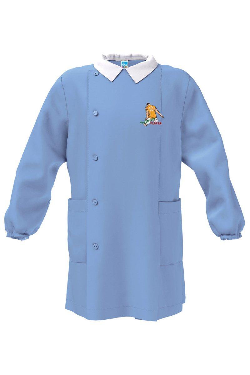 Grembiule scuola elementare celeste bambino Siggi Made in Italy ricamo Player 4235
