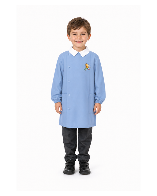 Grembiule scuola elementare celeste bambino Siggi Made in Italy ricamo Player 4235