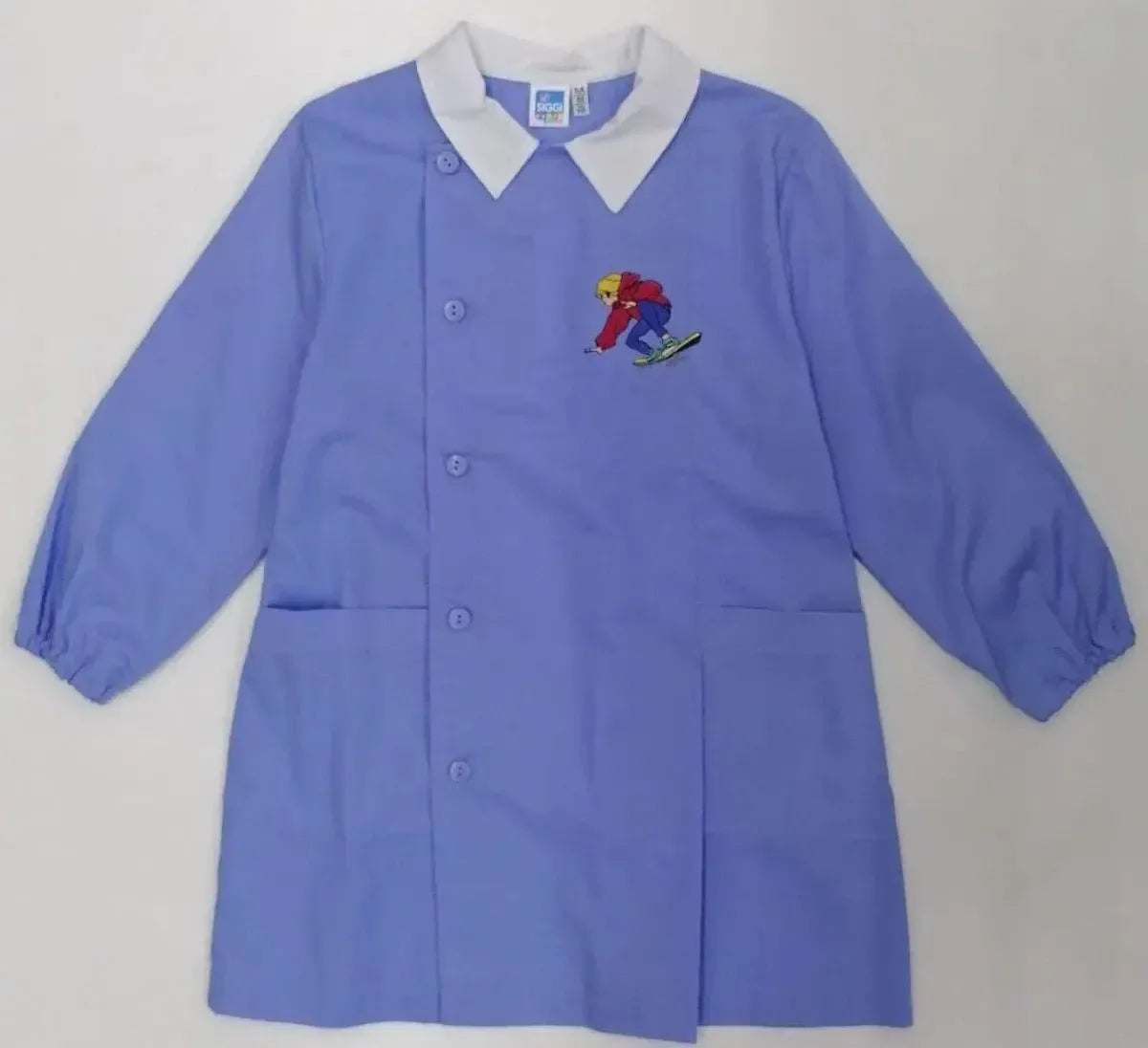 Grembiule scuola elementare celeste bambino Siggi Made in Italy ricamo Skate 3787