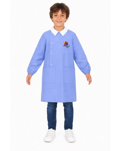 Grembiule scuola elementare celeste bambino Siggi Made in Italy ricamo Skate 3787
