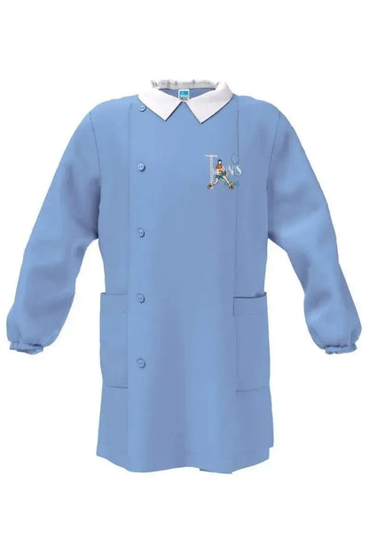 Grembiule scuola elementare celeste bambino Siggi Made in Italy ricamo Tennis 4239
