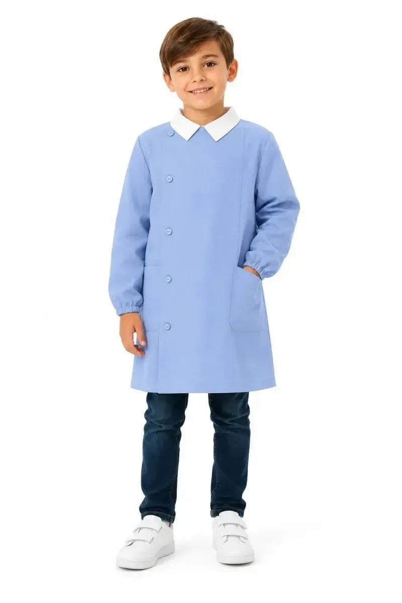 Grembiule scuola elementare celeste bambino Siggi Made in Italy senza ricamo 1972