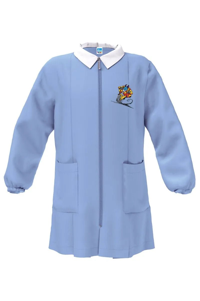 Grembiule scuola elementare celeste con zip bambino Siggi Made in Italy ricamo Moto 4400
