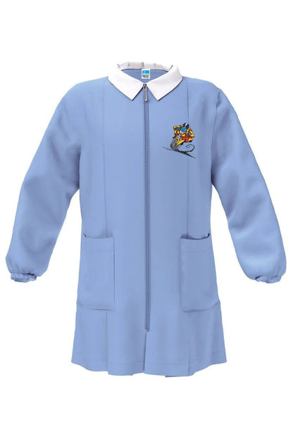 Grembiule scuola elementare celeste con zip bambino Siggi Made in Italy ricamo Moto 4400