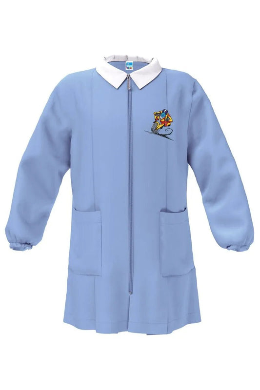 Grembiule scuola elementare celeste con zip bambino Siggi Made in Italy ricamo Moto 4400