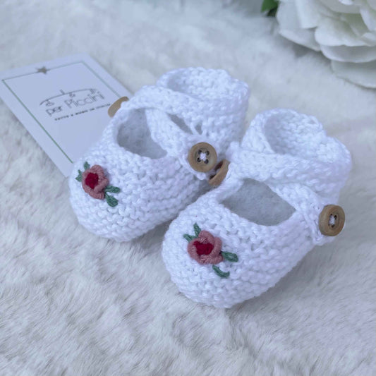 Scarpine con roselline in cotone