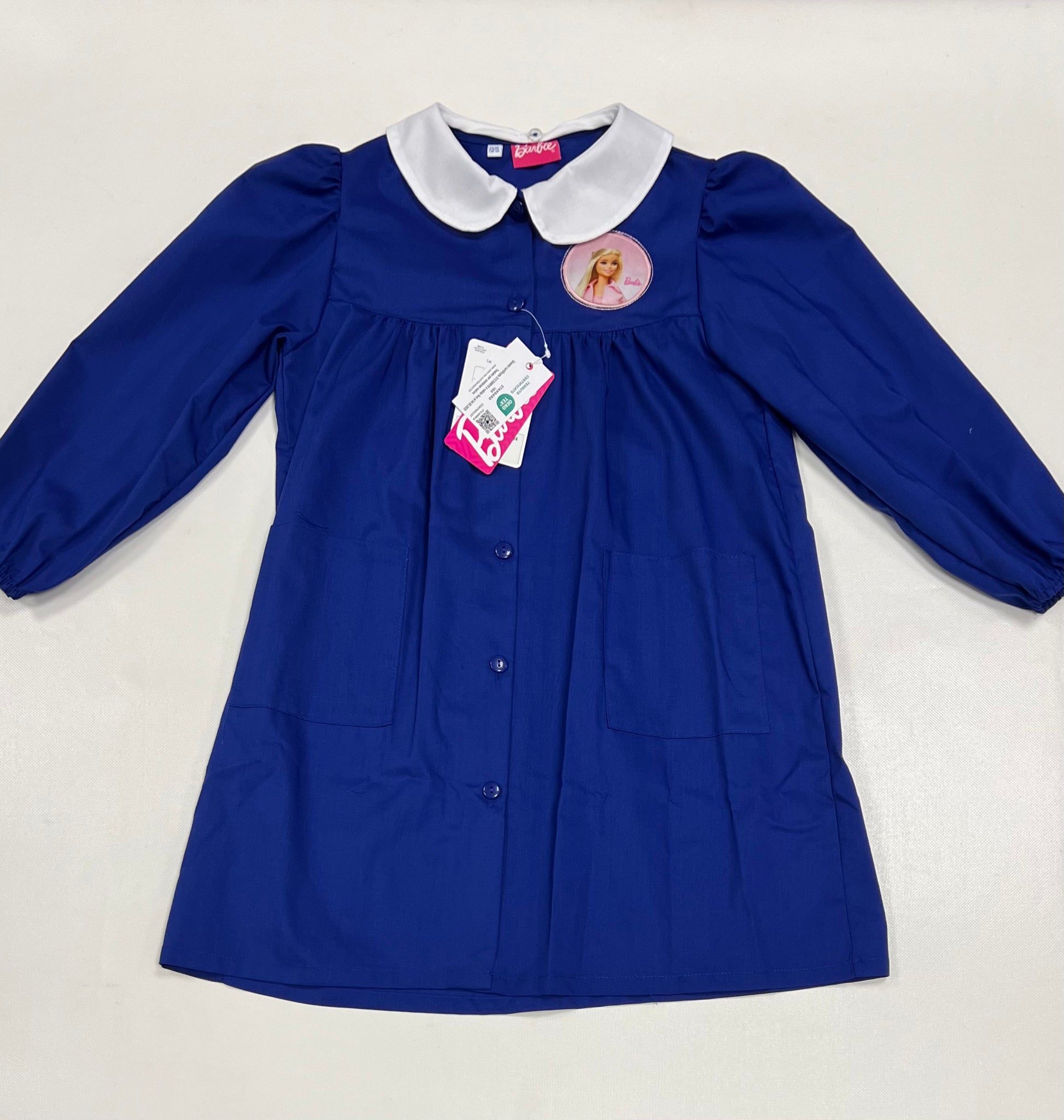 Grembiule scuola elementare Blu bambina Disney ricamo Barbie Made in Italy G201