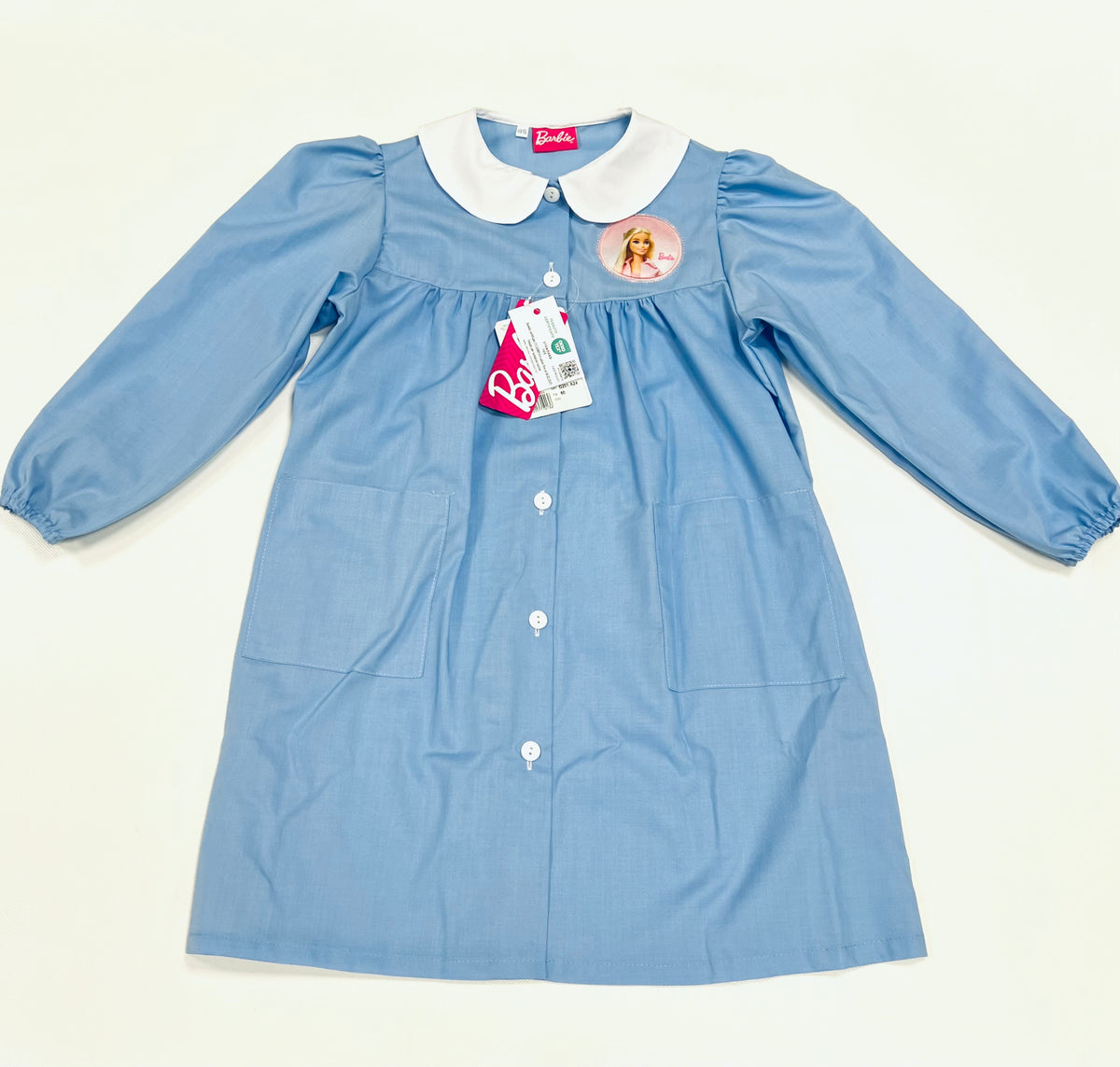 Grembiule scuola elementare celeste bambina Disney ricamo Barbie Made in Italy G201