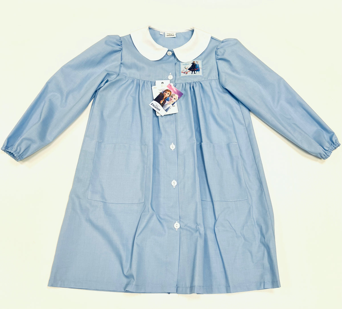 Grembiule scuola elementare celeste bambina Disney ricamo Frozen Made in Italy G202