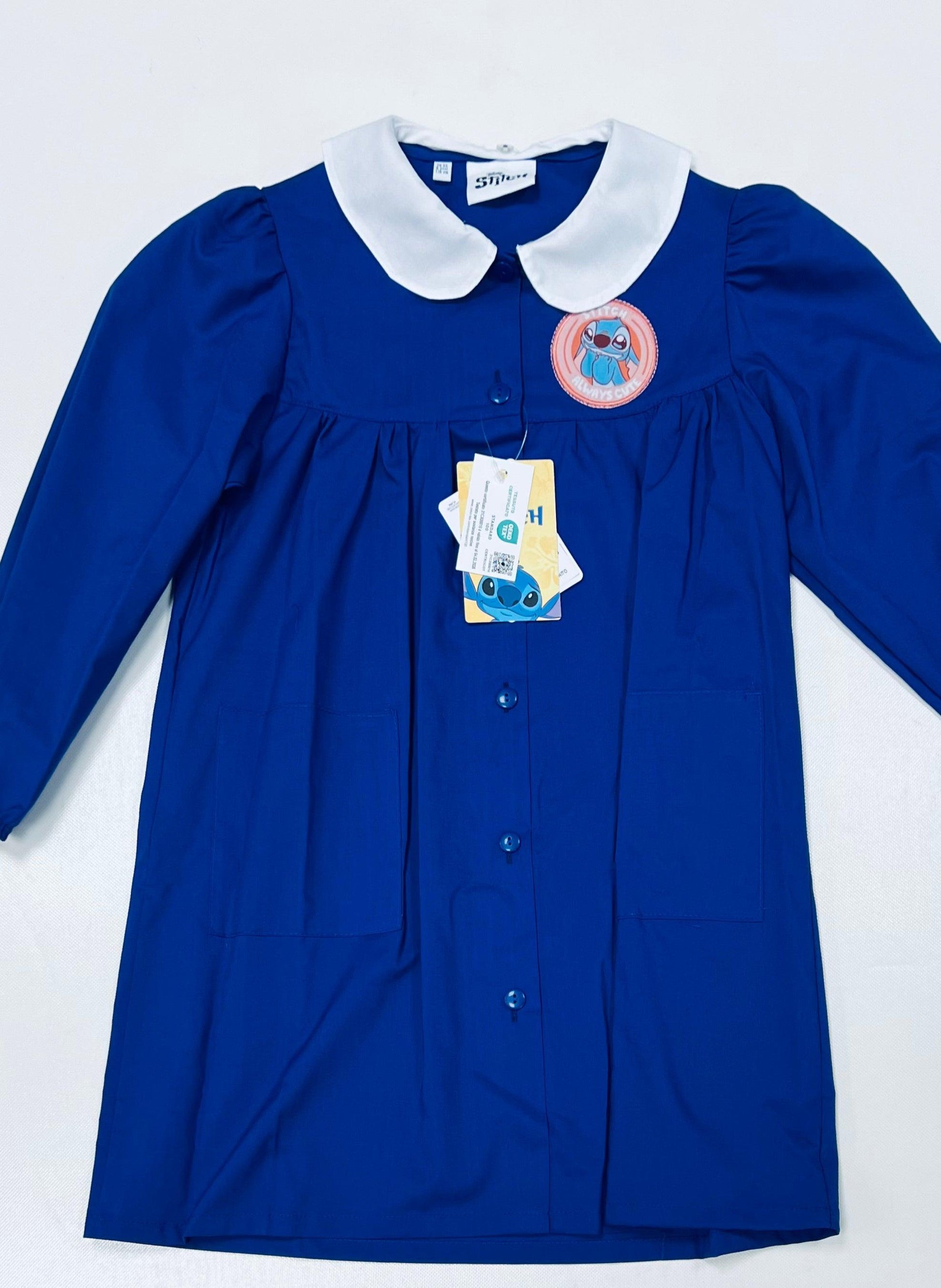 Grembiule scuola elementare Blu bambina Disney ricamo Stitch Made in Italy G205