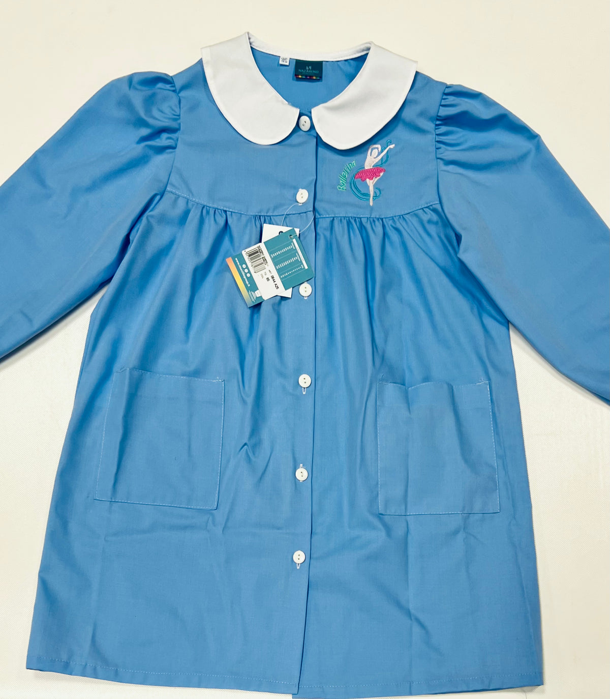 Grembiule scuola elementare celeste bambina Nazareno Gabrielli Made in Italy Ballerina 0844
