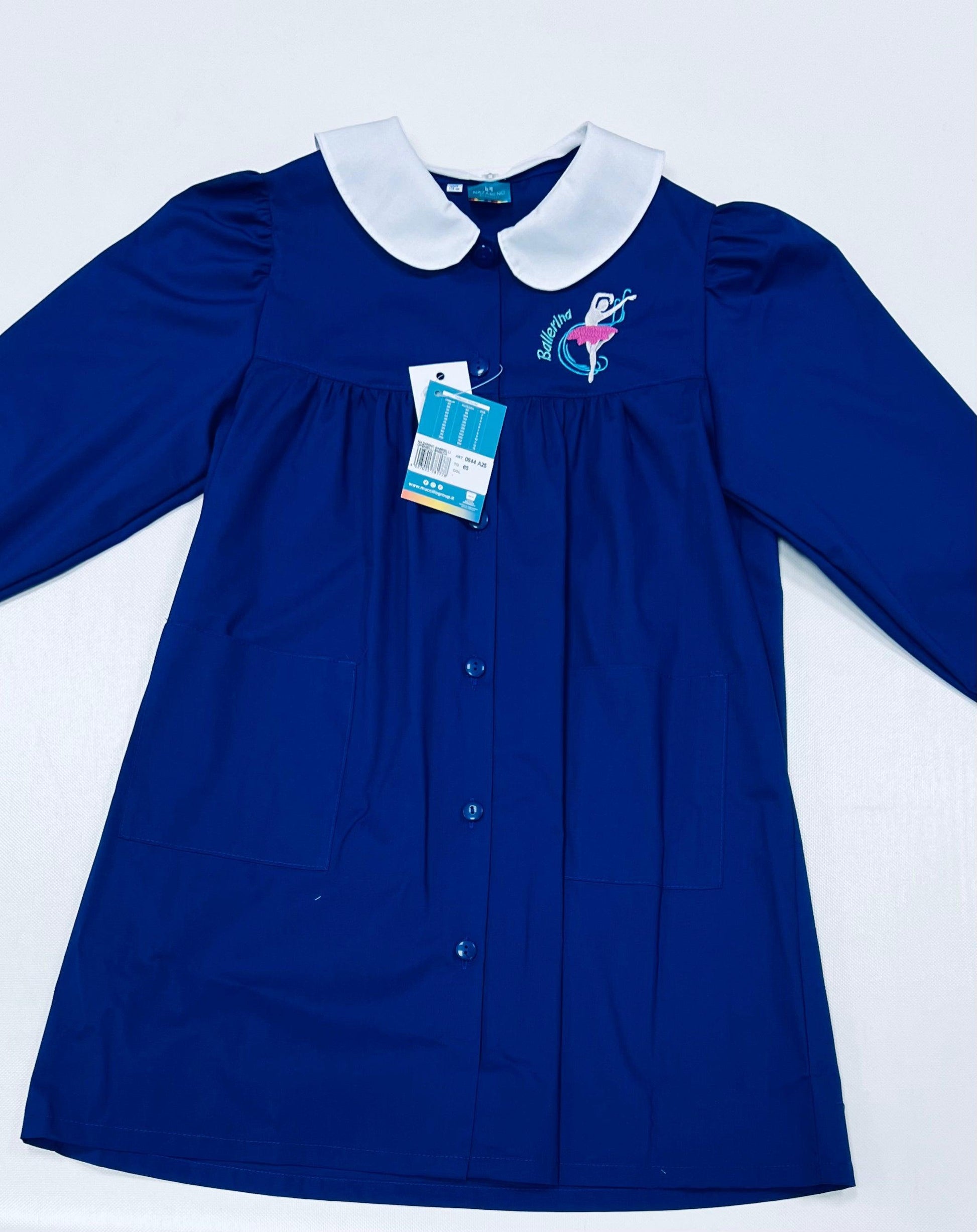 Grembiule scuola elementare blu bambina Nazareno Gabrielli Made in Italy Ballerina 0844