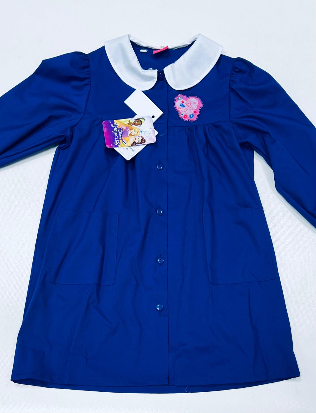 Grembiule scuola elementare Blu bambina Disney ricamo Principesse Made in Italy G203