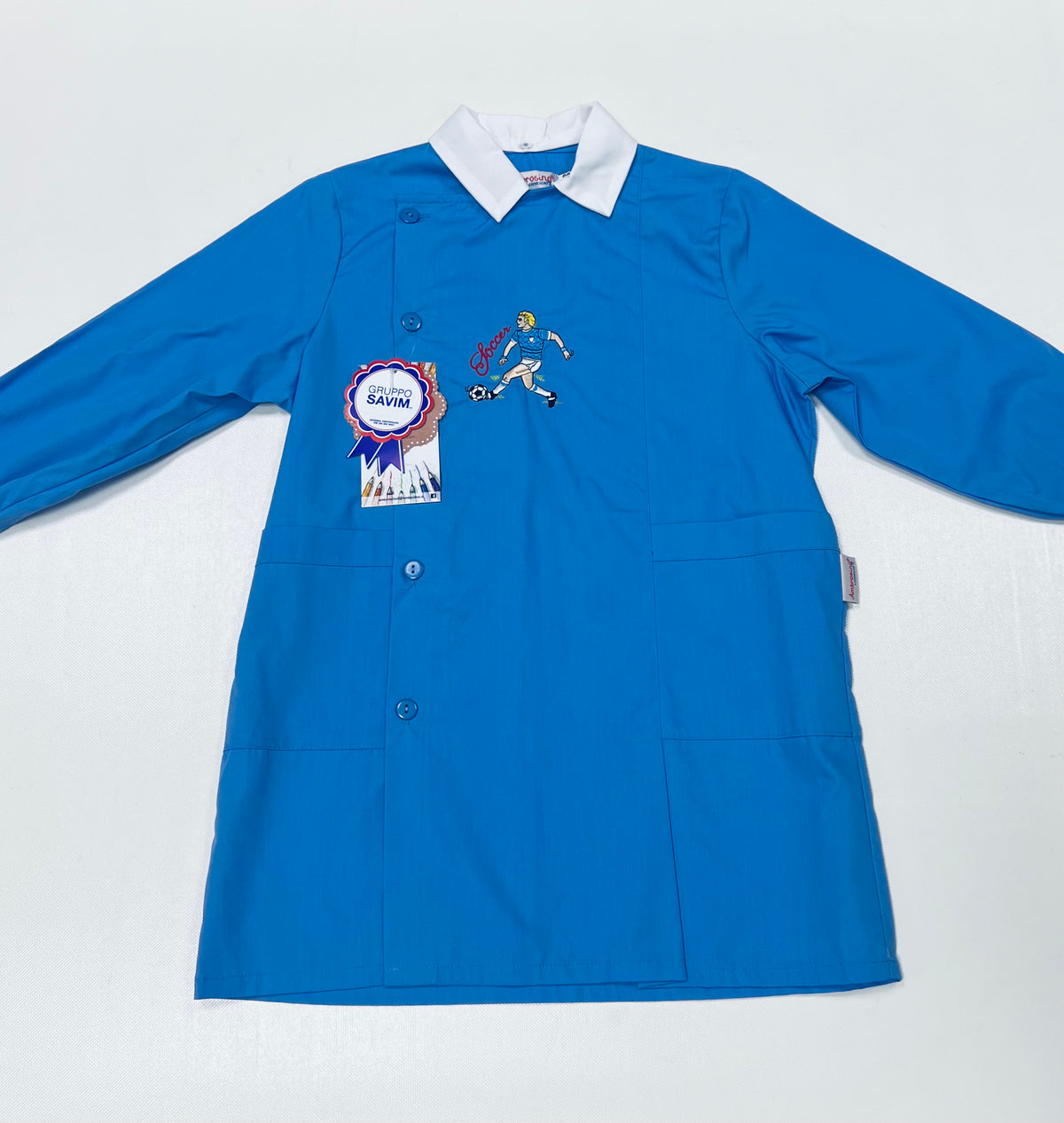 Grembiule scuola elementare bambino Ambrosino Made in Italy ricamo Soccer Q207