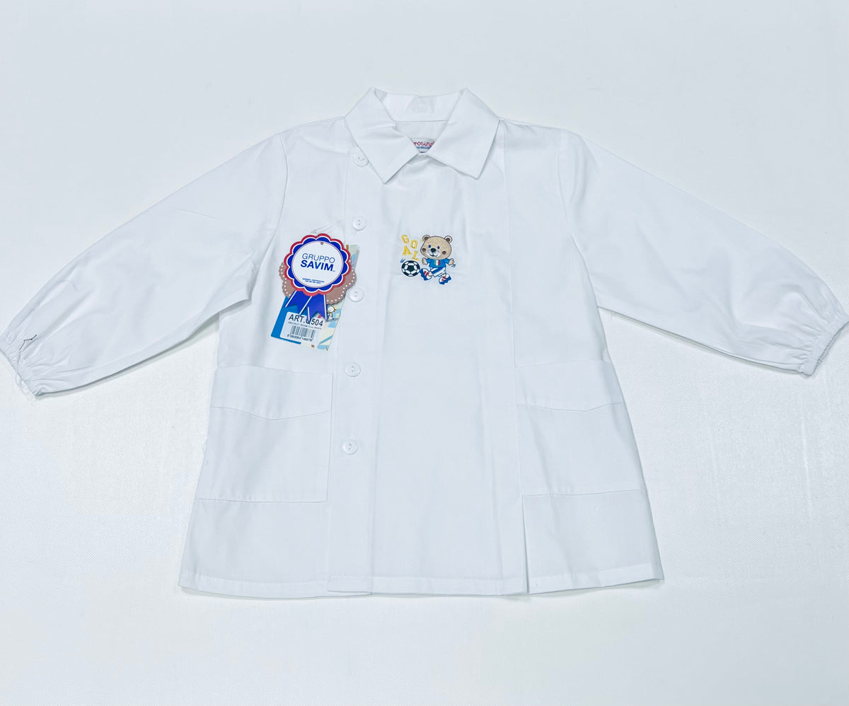 Grembiule asilo bambino con abbottonatura laterale Ambrosino ricamo Goal Q504