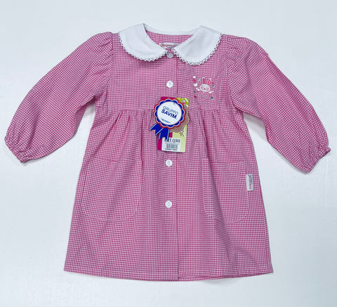 Grembiule asilo bambina con abbottonatura centrale Ambrosino ricamo Cuori Q301