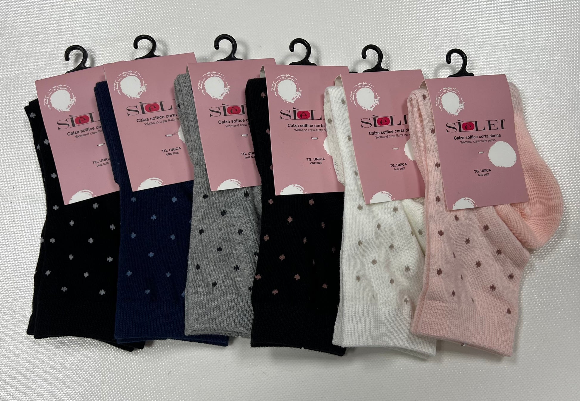 Confezione da 6 paia di calze donna in caldo cotone Sièlei BI02 Pois