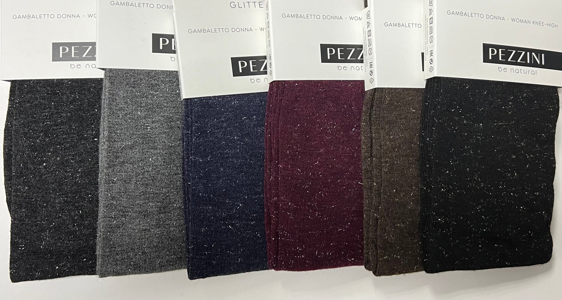 Confezione da 6 paia di calze lunghe in caldo cotone donna lurex Pezzini Dgb-Prestige