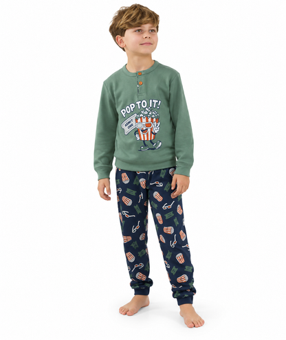 Pigiama invernale bambino/ragazzo interlock Gary 3200 - VERDE - foto su fondo bianco