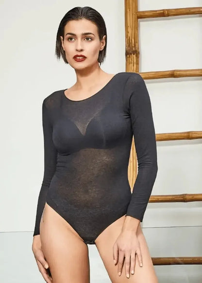 Maglia donna a body manica lunga collo tondo Sublyme in modal cashmere ultra light 1411