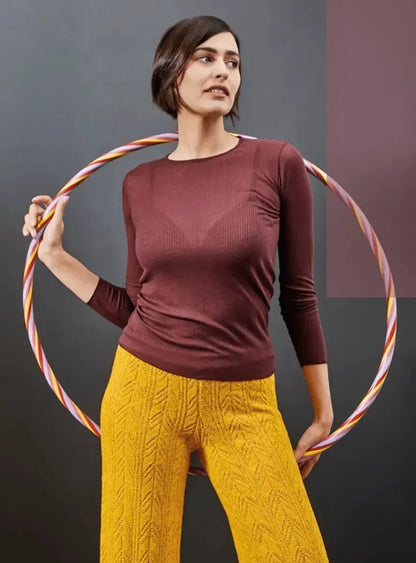 Maglia donna a costina manica lunga collo tondo Sublyme in modal cashmere ultra light 4312