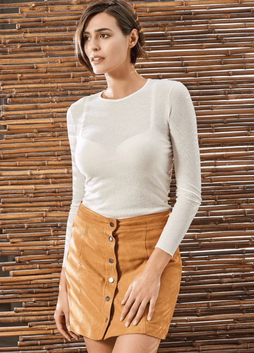 Maglia donna a costina manica lunga collo tondo Sublyme in modal cashmere ultra light 4312