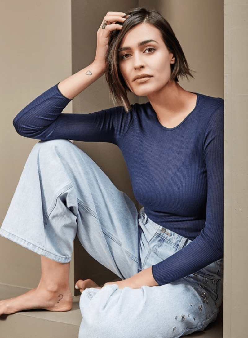 Maglia donna a costina manica lunga collo tondo Sublyme in modal cashmere ultra light 4312