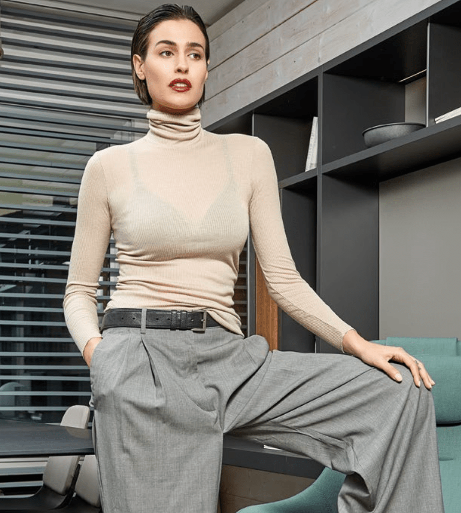 Maglia donna a costina manica lunga dolcevita Sublyme in modal cashmere ultra light 4315