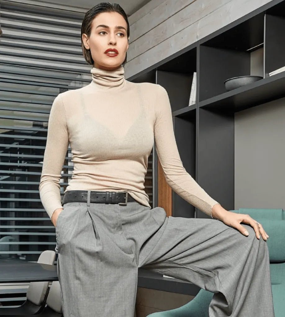 Maglia donna a costina manica lunga dolcevita Sublyme in modal cashmere ultra light 4315