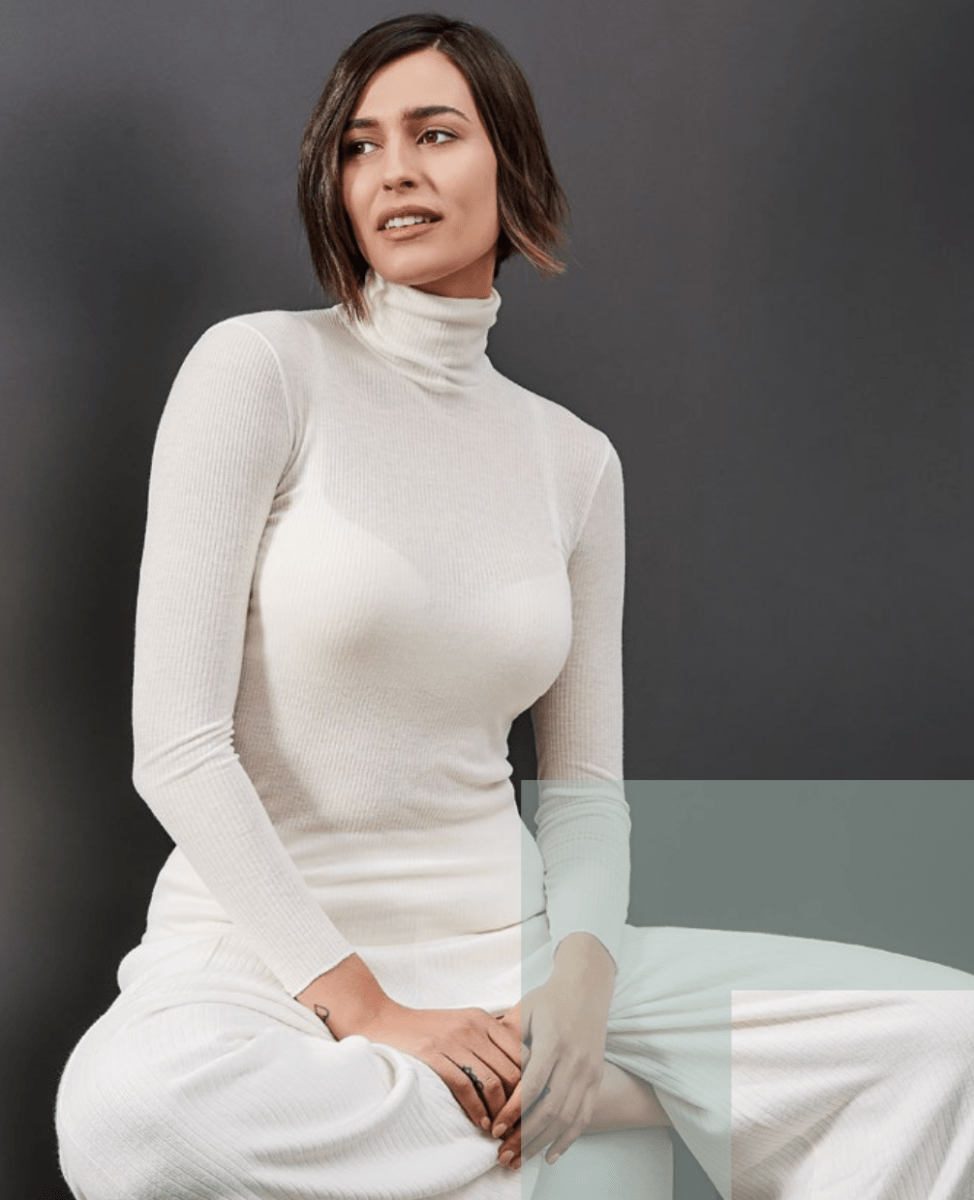 Maglia donna a costina manica lunga dolcevita Sublyme in modal cashmere ultra light 4315