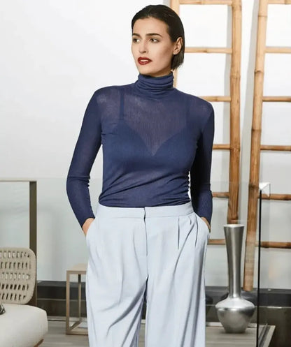 Maglia donna a costina manica lunga dolcevita Sublyme in modal cashmere ultra light 4315