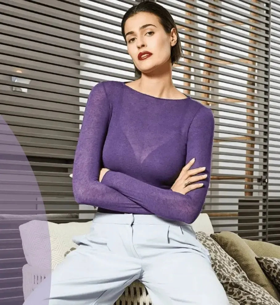 Maglia donna manica lunga collo tondo Sublyme in modal cashmere ultra light 1412