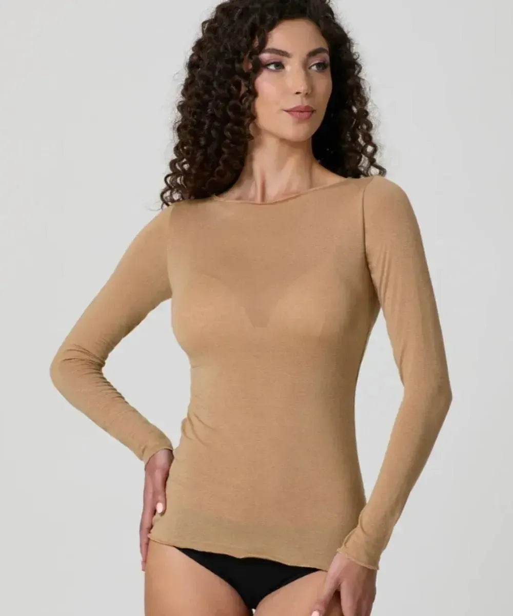 Maglia donna manica lunga scollo barca Jadea in modal e cashmere 4064