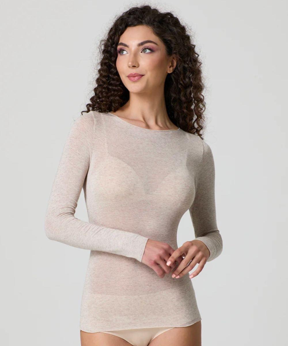 Maglia donna manica lunga scollo barca Jadea in modal e cashmere 4064