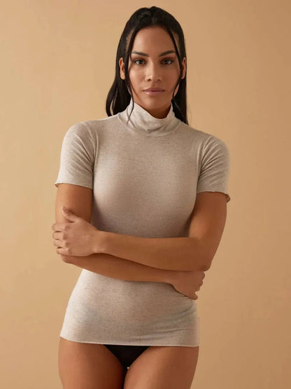 Maglia donna mezza manica lupetto Jadea in modal e cashmere 4065
