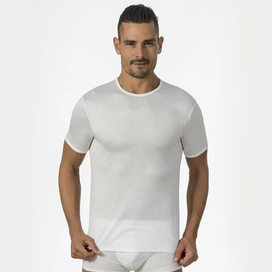 Maglia uomo mezza manica a giro in filo di scozia pettinato Max Fender by Marlene 30313