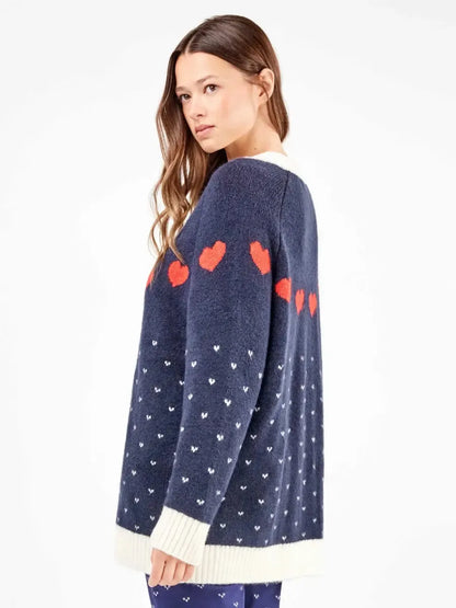 Maxi Cardigan donna Gisela aperta con bottoni in tricot 20328