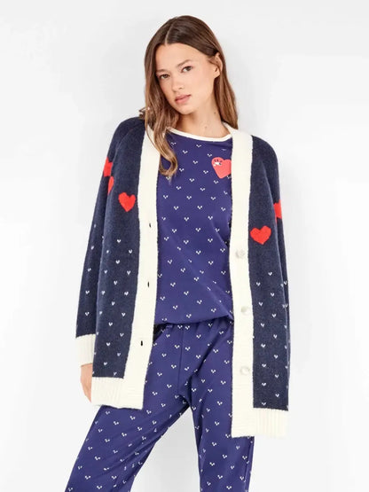 Maxi Cardigan donna Gisela aperta con bottoni in tricot 20328