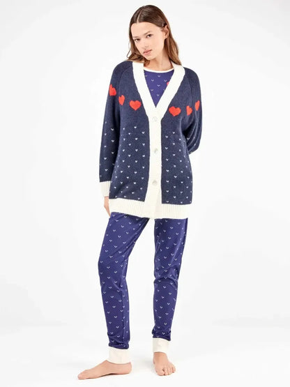 Maxi Cardigan donna Gisela aperta con bottoni in tricot 20328