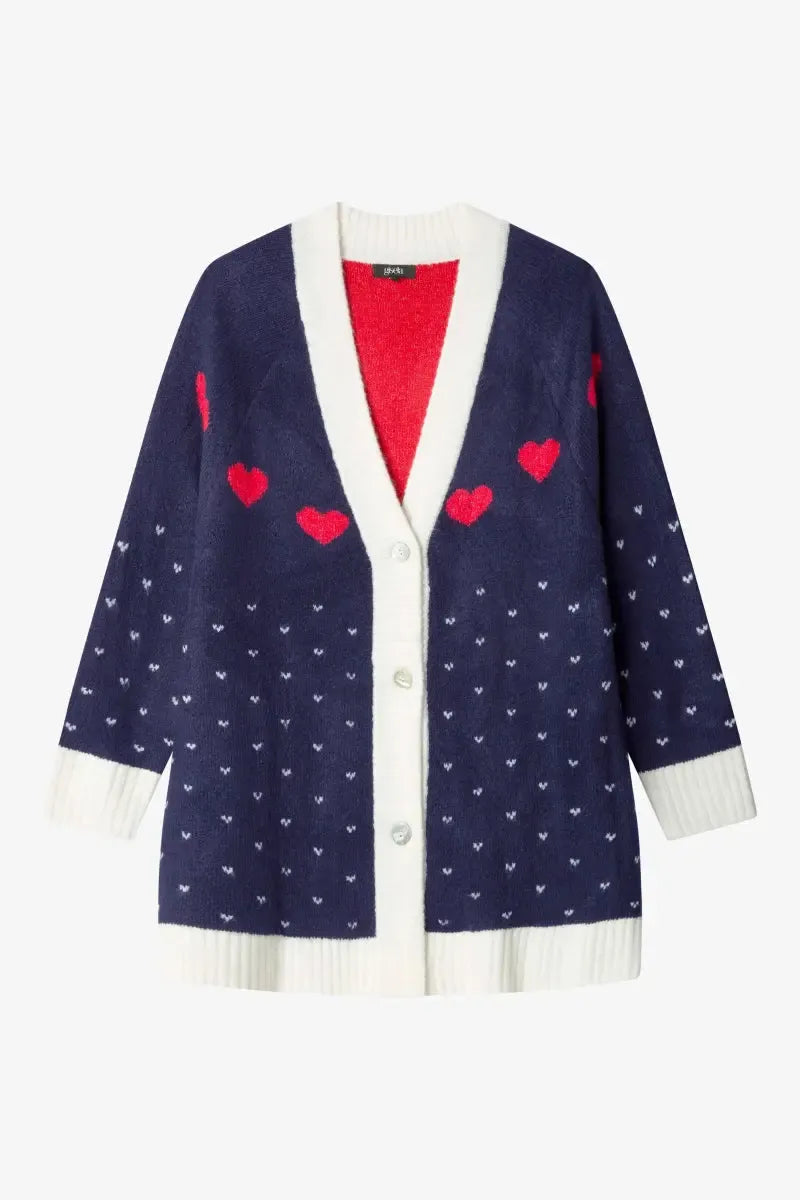 Maxi Cardigan donna Gisela aperta con bottoni in tricot 20328