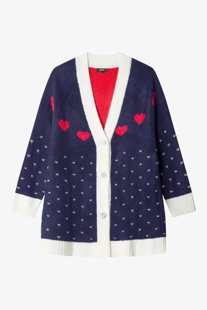Maxi Cardigan donna Gisela aperta con bottoni in tricot 20328