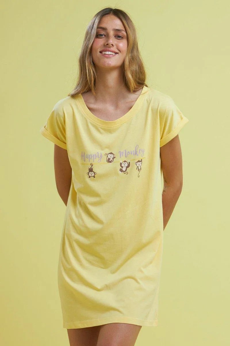 Maximaglia donna cotone mezza manica Noidinotte Scimmiette LA2531AB