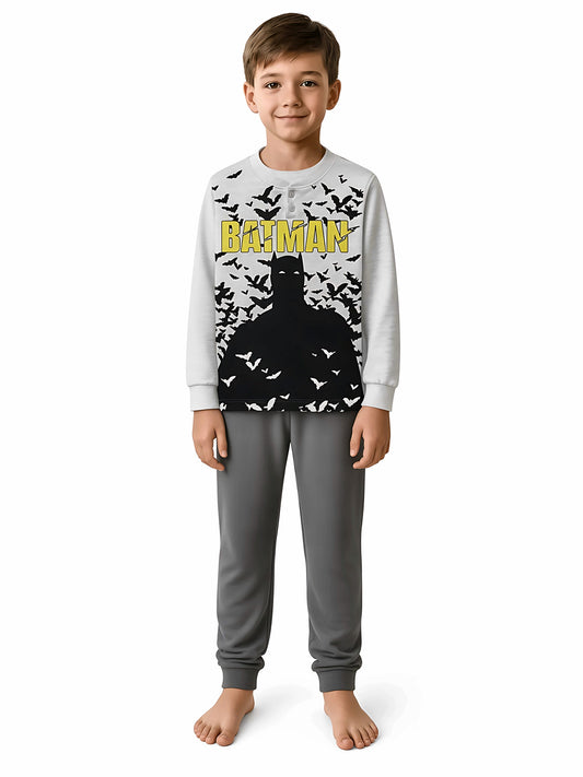 Pigiama caldo cotone Batman DC interlock bambino baby DC40Z1686, colore grigio chiaro