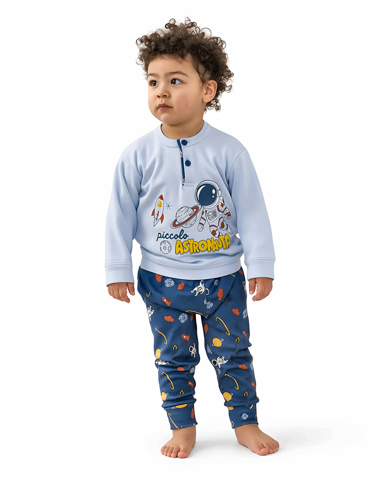 Pigiama invernale Neonato interlock serafino bambino Gary 1142, colore cielo