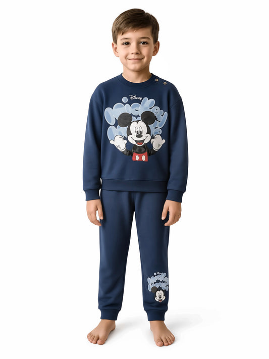 Pigiama cotone felpato Mickey Mouse Disney neonato bambino DY32L2102, colore blu