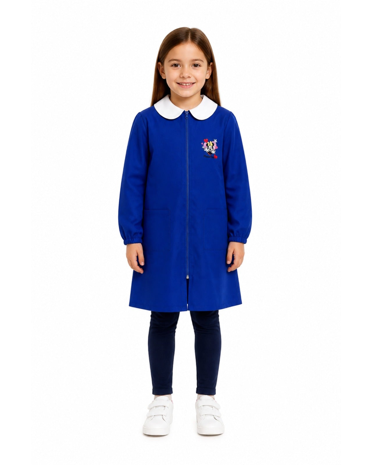 Grembiule scuola elementare Blu bambina con zip Disney ricamo Minnie Made in Italy G201ZIPA26