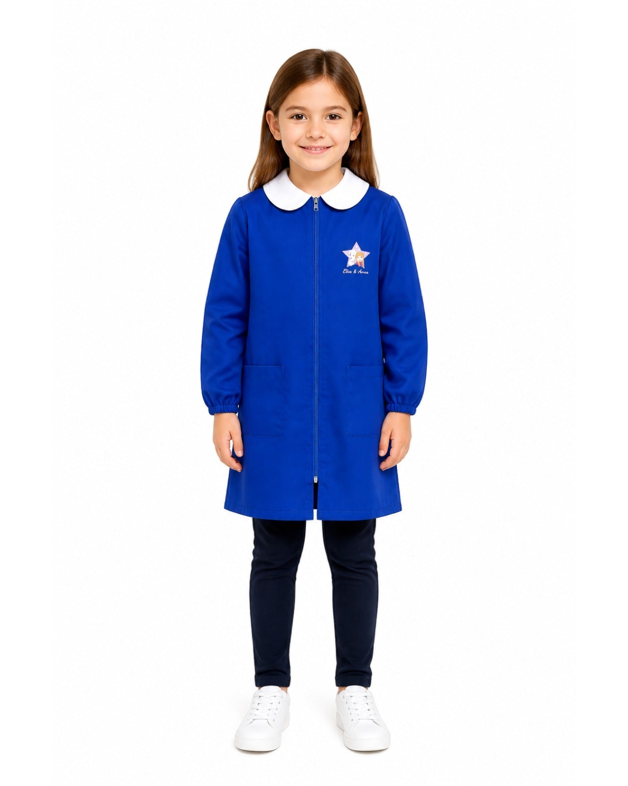 Grembiule scuola elementare Blu bambina con zip Disney ricamo Frozen Made in Italy G202ZIPA26